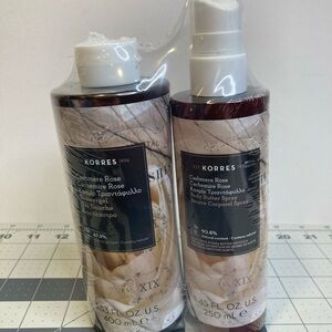 Korres CASHMERE ROSE Body Butter Spray 8 oz. & Shower Gel 13 oz. Large Size NEW